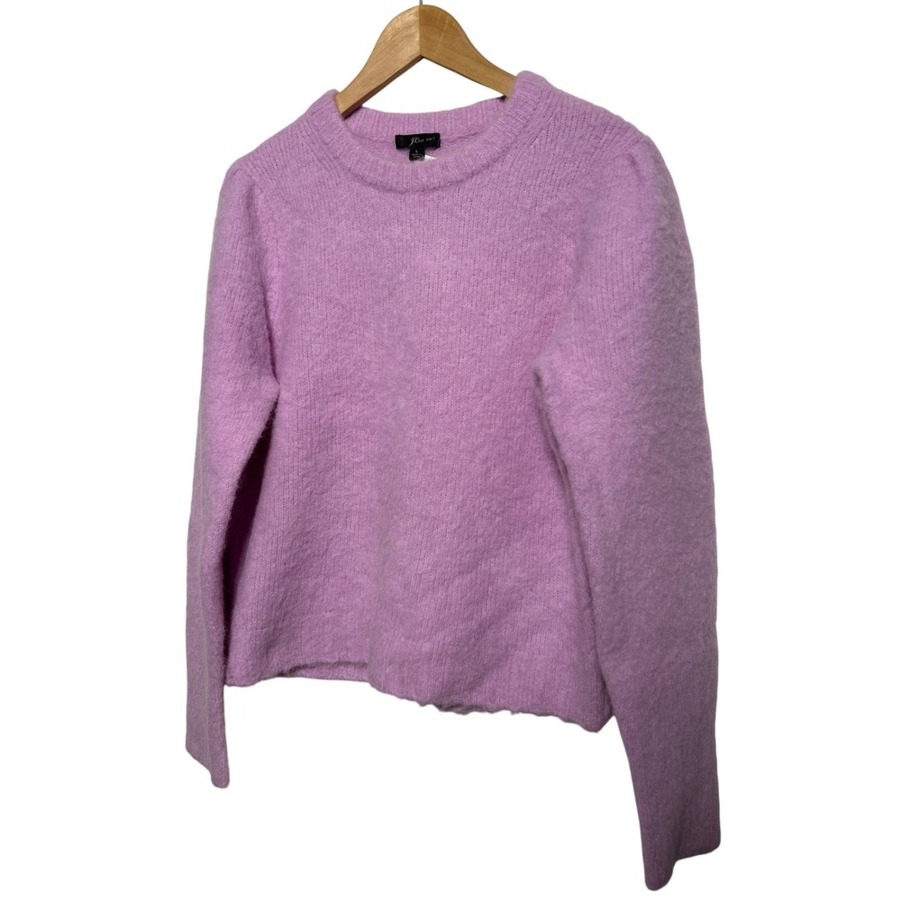 J Crew Fuzzy Knit Crew Neck Alpaca Merino Wool Sweater Lilac Purple Sz Large NWT